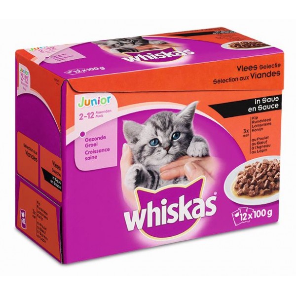 Whiskas Sachets Junior Sélection Viandes en sauce