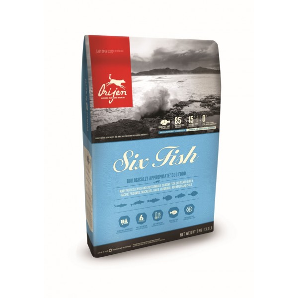 Croquettes Orijen Six Fish pour chien au poisson Croquettes Orijen Six Fish pour chien au poisson