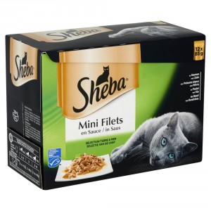 sheba mini filets sélection terre & mer pour chat 4 x (12 x 85 g)