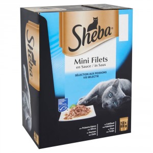 SHEBA Sachets repas chats sélection aux poissons en sauce 28+12