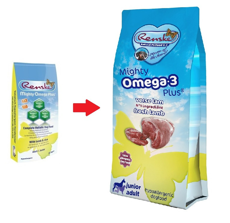 Renske Mighty Omega 3 Plus Junior Adult agneau & riz pour chien