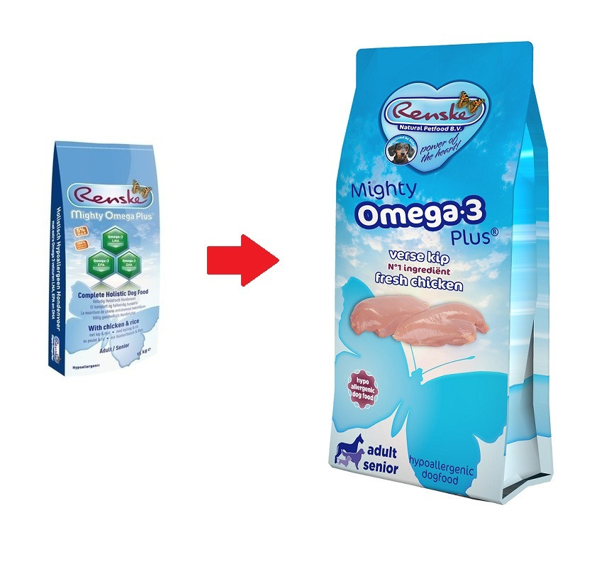 Renske Mighty Omega 3 Plus Adult Senior au poulet & riz pour chien
