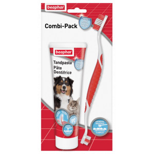 Beaphar Combipack dentifrice et brosse à dents pour chien et chat