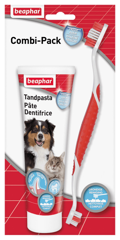 Beaphar Combipack dentifrice et brosse à dents pour chien et chat