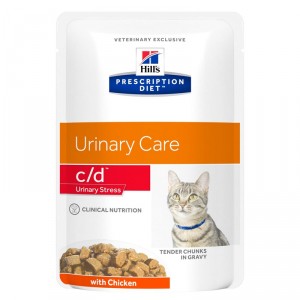Hill's Prescription Diet C/D Multicare Stress Urinary sachet repas au poulet pour chat 1 boîte (12 x 85 g)