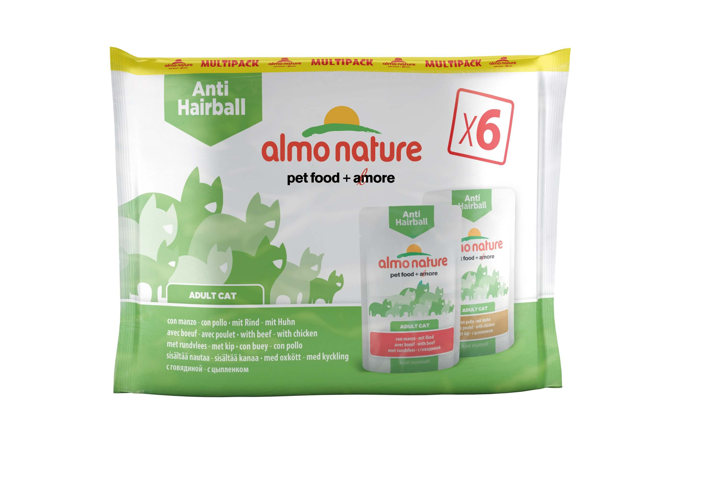 Almo Nature Anti Hairball Multipack Rund & Kip 6x70gr