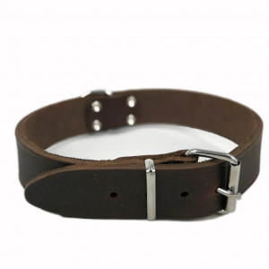 Collier en cuir marron pour chien 60 cm x 30 mm
