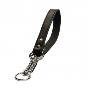 Collier en cuir noir 55 cm x 25 mm