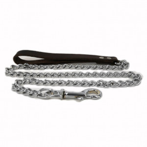 Laisse avec collier en cuir noir