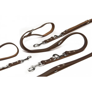 Laisse en cuir marron pour chien 250 cm x 22 mm
