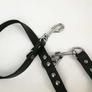 Laisse en cuir noir pour chien 250 cm x 22 mm