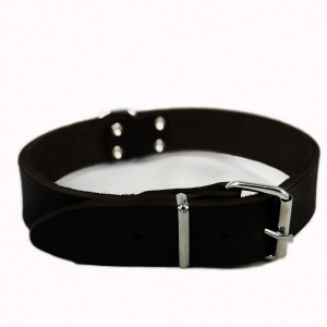 Collier en cuir noir pour chien 35 cm x 14 mm