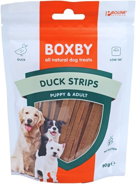 Image de 90 g Boxby Duck Strips (canard) pour chien