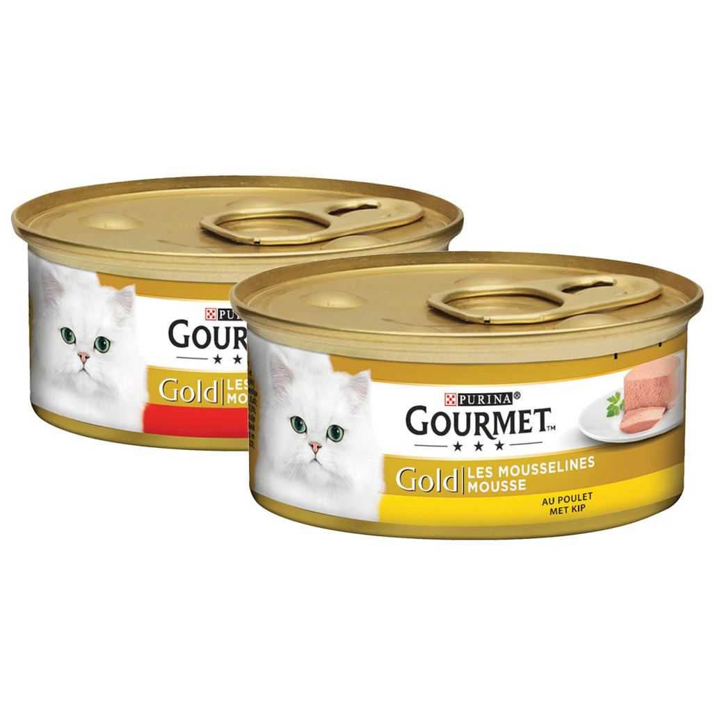 Mousse pour chat Mousselines poulet et saumon - Gold