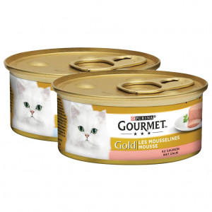 Gourmet Gold Mousse Saumon + Thon Combipack pour chat 48 x 85 g