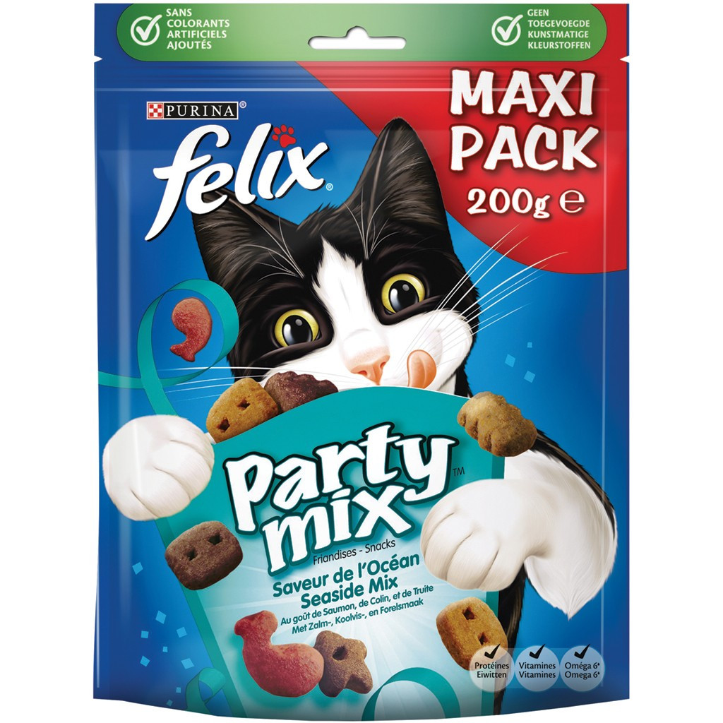 Felix Party Mix Original + Seaside kattensnoep (2x200g)