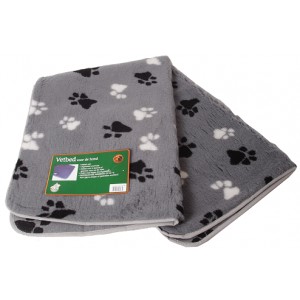 Tapis gris avec empreintes de pattes pour chien 2 x XL