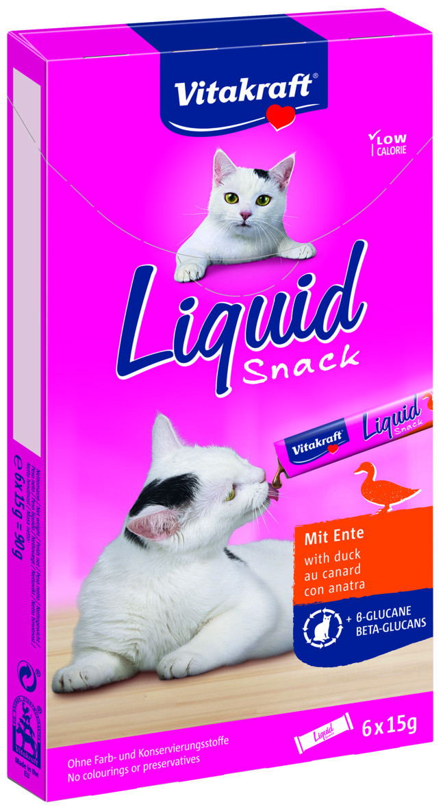 Vitakraft Liquid Snacks au canard pour chat (6 x 15g)