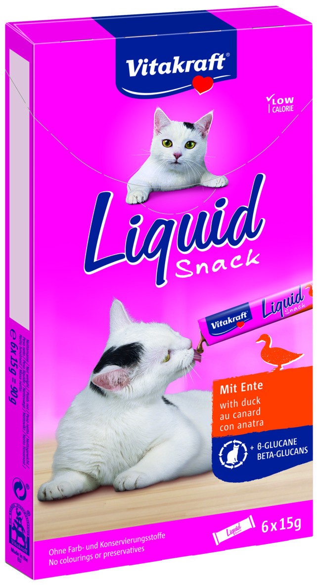 Image de 1 paquet Vitakraft Liquid Snacks au canard pour chat (6 x 15g)