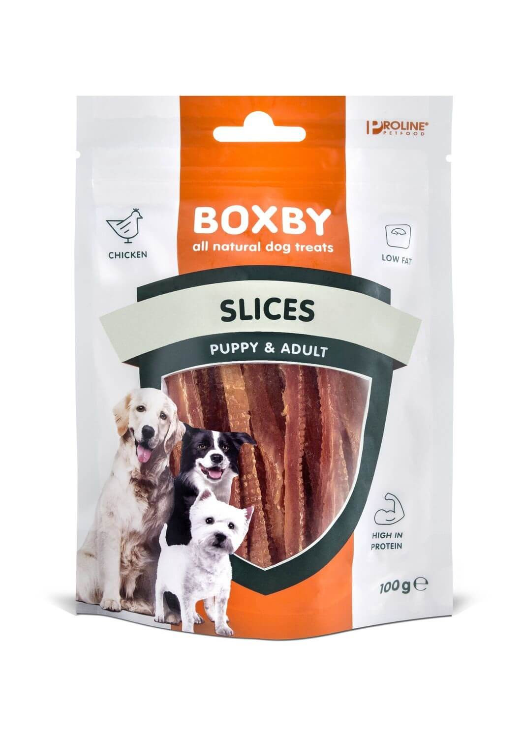 Image de 100 g Boxby Slices (tranches de poulet) pour chien