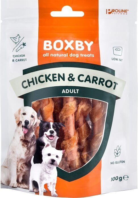 Image de 100 g Boxby bâttonets au poulet et carottes pour chien