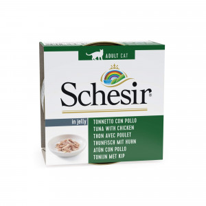 schesir thon avec poulet ( gélée) pâtée pour chat (boîte) 2 lots (28 x 85 g)