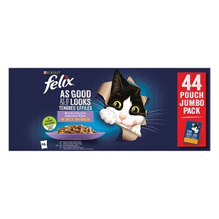 Mégapack Purina Felix Sélection aux viandes en gelée pour chat 44 x85g