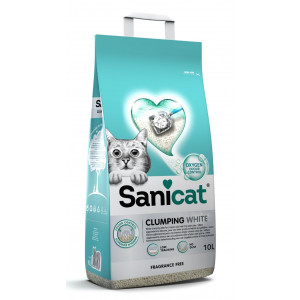 Sanicat Clumping White litière pour chat sans parfum 10L 2 x 10 litres