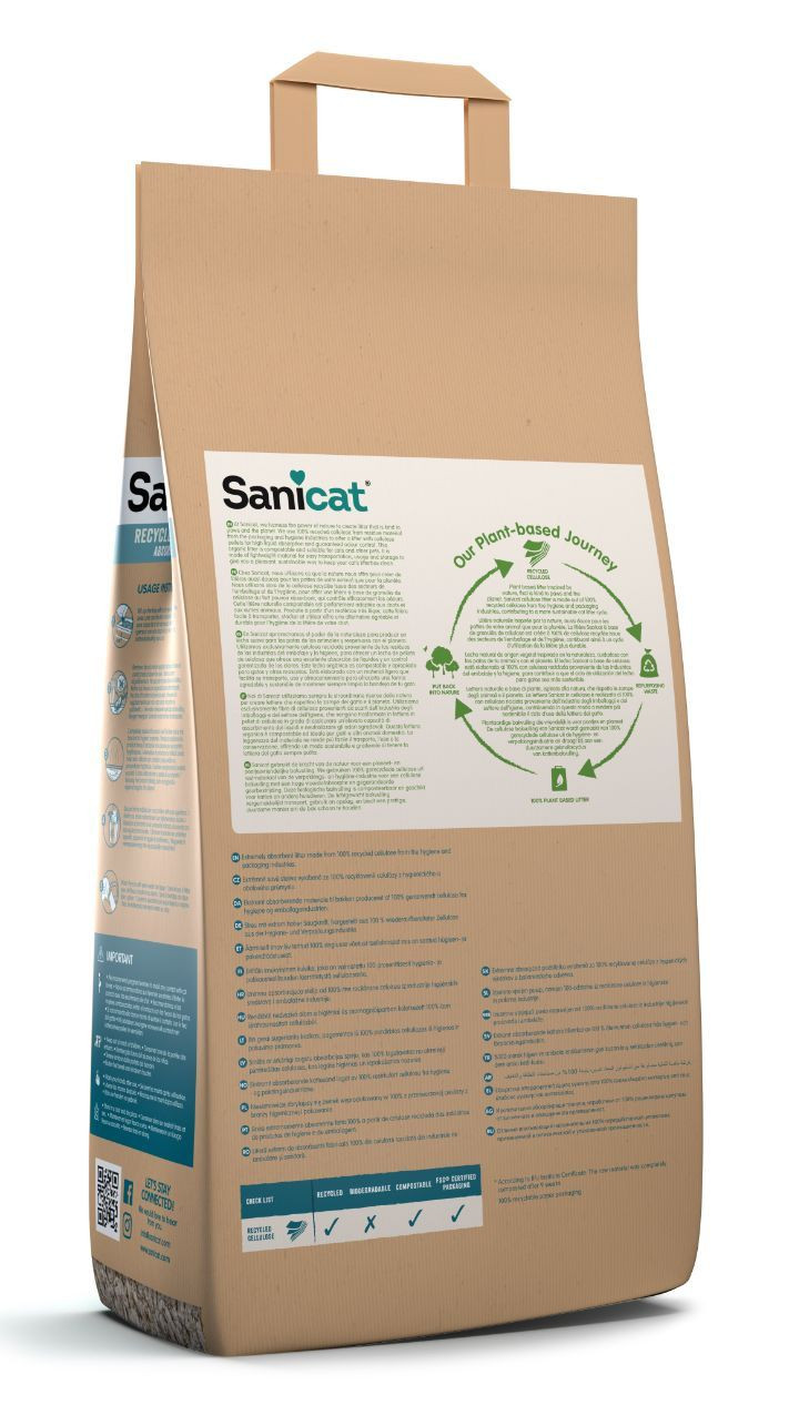Sanicat Recycled Cellulose Kattengrit  20L