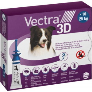 Vectra 3D M Spot-on pour chiens 10 - 25 Kg (3 pipettes) 3 x 3 pipettes