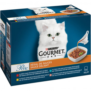 Gourmet Perle Sauce Delight au goût de boeuf/poulet/thon/saumon 12x85g 12 x 85 g