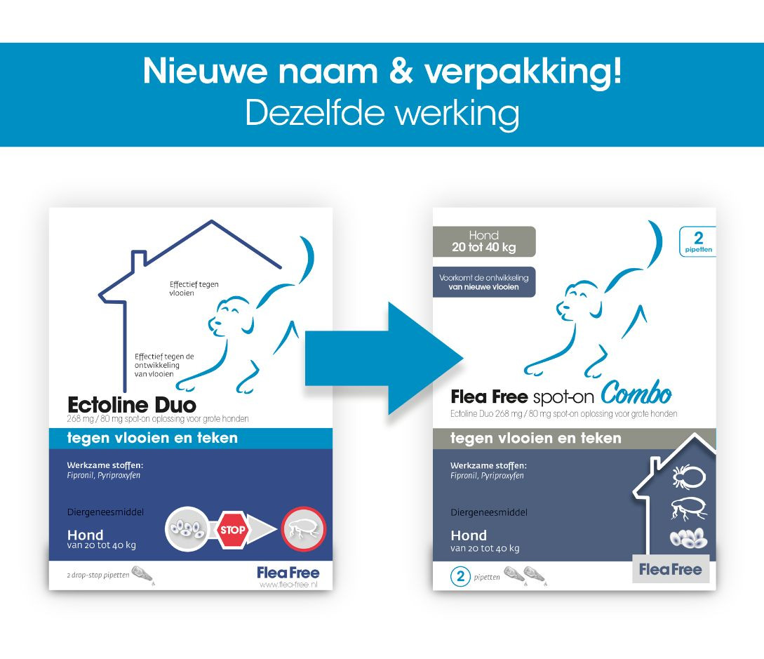 Flea Free Ectoline Duo Hond voor honden van 20 tot 40 kg
