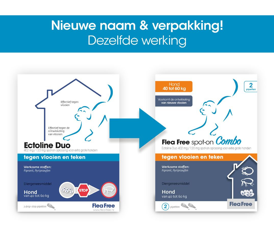 Flea Free Ectoline Duo Hond voor honden van 40 tot 60 kg