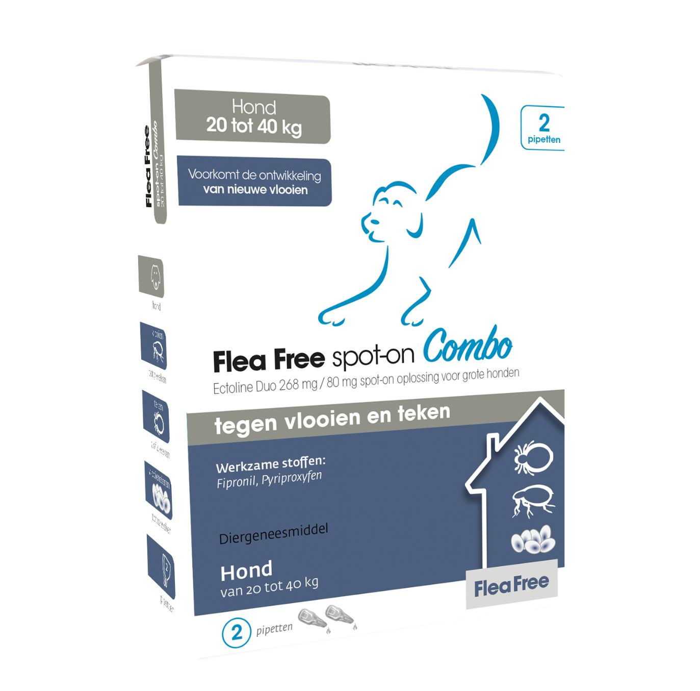 Flea Free Ectoline Duo Hond voor honden van 20 tot 40 kg