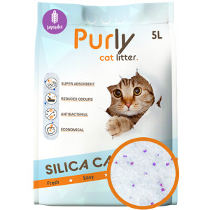 Litière de silice Purly Lavender pour chat 3 x 5 litres (6,6kg)