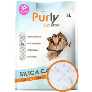 Litière de silice Purly Baby Powder pour chat 6 x 5 litres (13,2kg)