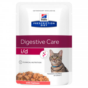 Hill's Prescription Diet I/D Digestive Care sachet repas au saumon pour chat 4 boîtes (48 x 85 g)