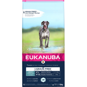 Eukanuba Adult L/XL sans céréales au poisson de mer pour chien 2 x 12 kg