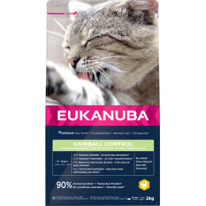 Eukanuba Adult Hairball Control au poulet pour chat 2 kg