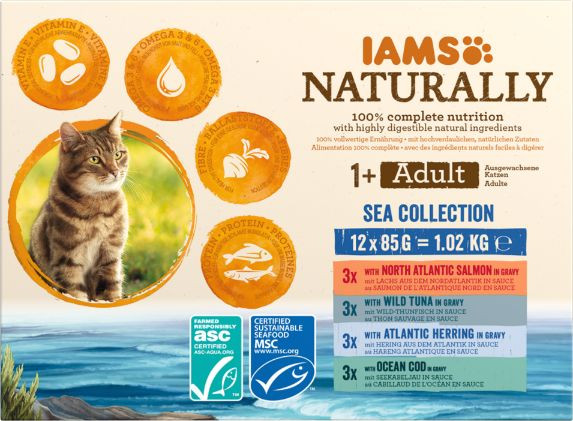 Iams Naturally Adult Sea Collection pâtée à la viande pour chat (12x85g)