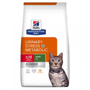 Hill's Prescription Diet C/D Multicare Stress Urinary + Metabolic au poulet pour chat 1,5 kg
