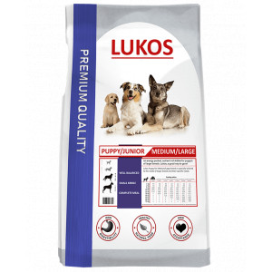 Lukos Puppy & Junior Medium/Large pour chien 2 x 12 kg