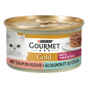 Gourmet Gold les Timballes Duo pâtée au saumon et au colin pour chat (24x85g) 48 x 85 g