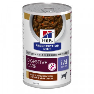 Hill's Prescription Diet I/D Low Fat Digestive mijoté au poulet & aux légumes pour chien (boîte) 2 lots (24 x 354 g)