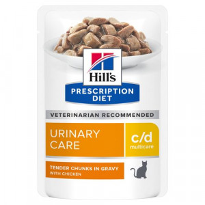 Hill's Prescription Diet C/D Multicare Urinary Care sachet repas au poulet pour chat 2 boîtes (24 x 85 g)