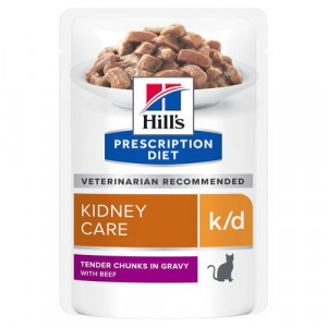 Hill's Prescription Diet K/D Kidney sachet repas au boeuf pour chat 1 boîte (12 x 85 g)