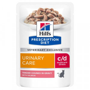 Hill's Prescription Diet C/D Multicare Stress Urinary sachet repas au saumon pour chat 2 boîtes (24 x 85 g)