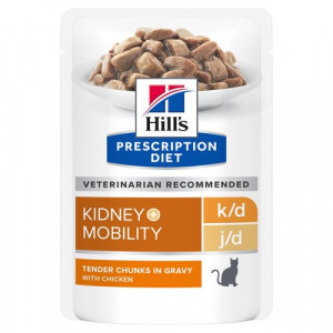 Hill's Prescription Diet K/D J/D Kidney + Mobility sachet repas pour chat 4 boîtes (48 x 85 g)