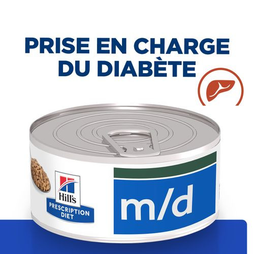 Hill's Prescription Diet M/D Diabetes pâtée au poulet pour chat (boîte)