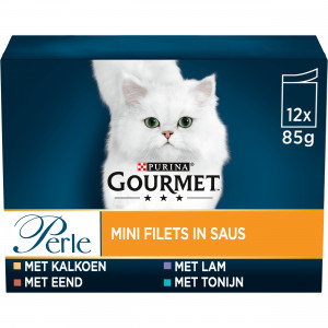 Gourmet Perle Mini Filet en sauce - dinde/canard/thon/agneau aliments paté pour chats sachets 85 g 8 x (12 x 85 g)